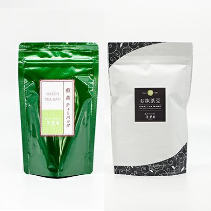 抹茶豆菓子與煎茶茶包・黑色禮盒